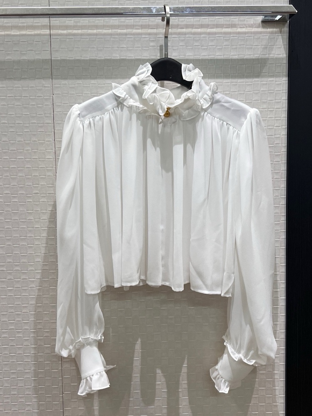 Chloe White Ruffle High-Neck Blouse - Women Tops